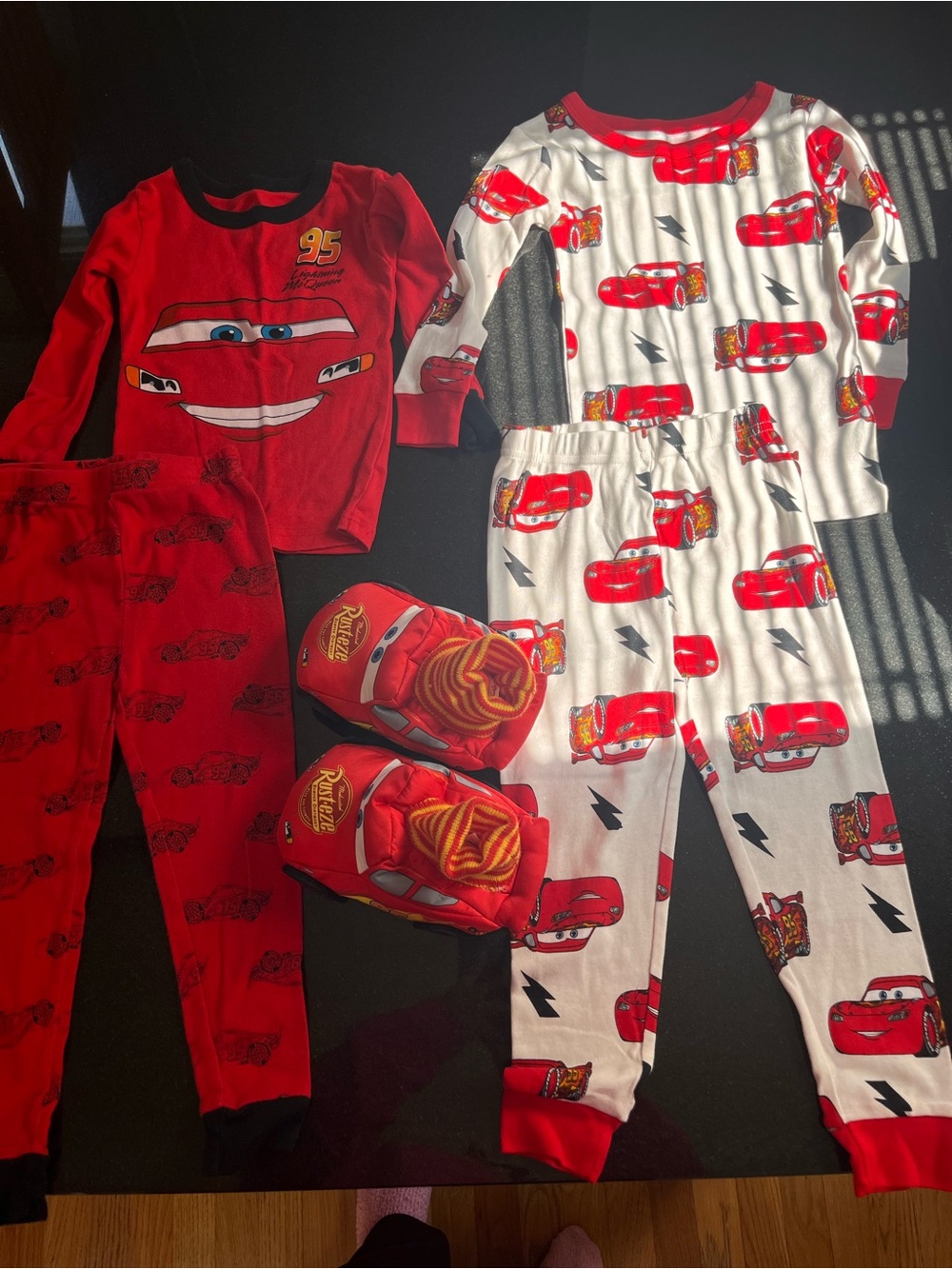 Red Lightning McQueen Kids Pajama Set with Slippers